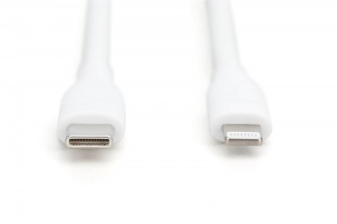 Kabel połączeniowy silikonowy USB-C - Lightning, USB 2.0 60W, certyfikat MFI, 1m Biały