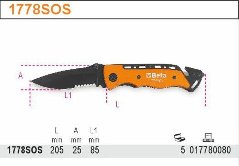 BETA NÓŻ SAMOCHODOWY 1778SOS /10szt, W EKSPOZYTORZE