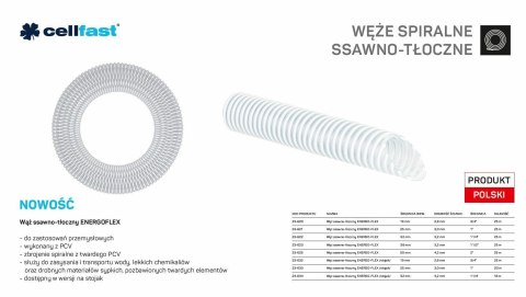 C.WĄŻ SSAWNO-TŁOCZNY DO POMP 25mm x 20mb BEZBARWNY ENERGO-FLEX NA STOJAK