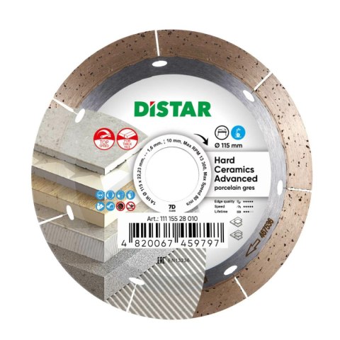 DISTAR TARCZA DIAMENTOWA HARD CERAMICS ADVANCED 115 x 1,6 x 10 x 22,23mm