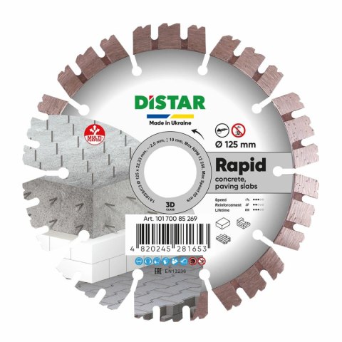 DISTAR TARCZA DIAMENTOWA RAPID 125 x 2,0/1,2 x 10 x 22,23-10