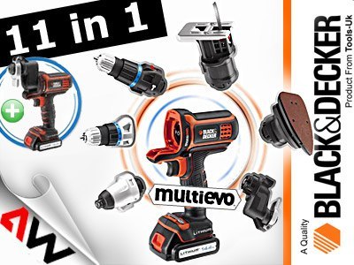 BLACK+DECKER NARZĘDZIE WIELOFUNKCYJNE MULTIEVO MT218KB ZESTAW STARTOWY Z GŁOWICĄ WKRĘTARSKĄ WALIZKA