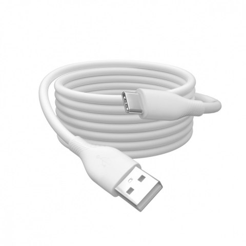 Kabel połączeniowy silikonowy USB-A - USB-C, USB 2.0 60W, 0,5m Biały