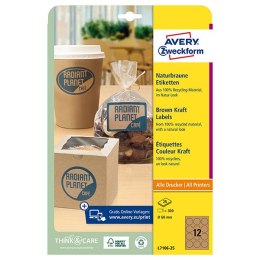 Avery Zweckform etykiety 60mm, A4, naturalnie brązowy, 12 etykiety, pakowane po 25 szt., L7106-25, do drukarek laserowych i atra