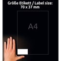 Avery Zweckform etykiety 70mm x 37mm, A4, matowe, białe, 24 etykiety, bardzo trwałe, pakowane po 20 szt., L4718-20, do drukarek 
