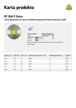 KLINGSPOR TARCZA DIAMENTOWA PEŁNA 125mm x 22,2mm DT300F, CERAMIKA