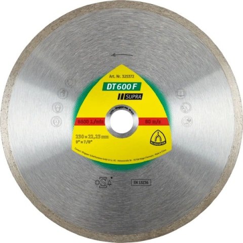 KLINGSPOR TARCZA DIAMENTOWA PEŁNA 200mm x 1,9mm x 30/25,4mm DT600F DO CERAMIKI