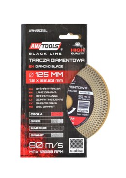 AWTOOLS TARCZA DIAMENTOWA 125mmx1,9x22,2 TURBO BLACK LINE