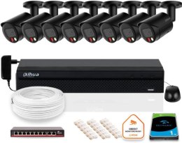 Zestaw monitoringu IP DAHUA 8 kamer tubowych zewnętrznych czarnych 8MPX