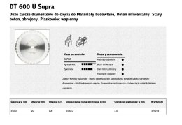 KLINGSPOR TARCZA DIAMENTOWA SEGMENTOWA 350mm x 3,0mm x 20mm SUPRA DT600U, BETON ZBROJONY