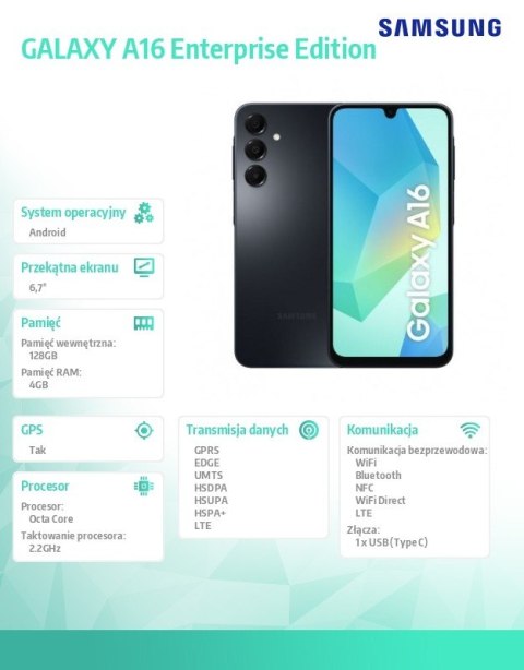 Smartfon Galaxy A16 LTE 4/128 GB Enterprise Edition czarny