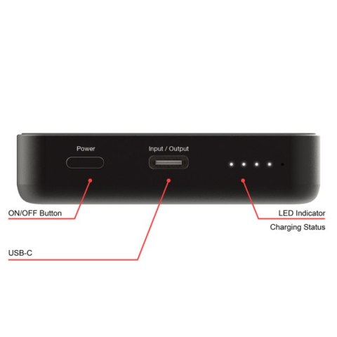 Verbatim, powerbank z ładowaniem bezprzewodowym, 5V, ładowanie telefonu, 32227, 10000mAh, Mocowanie magnetyczne, Czarny