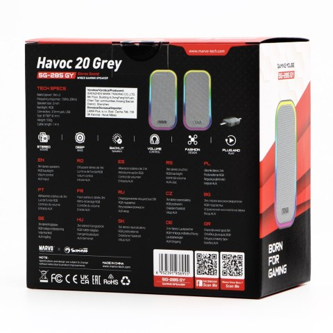 Marvo głośniki HAVOC 20GY, 6W, szary, podświetlane