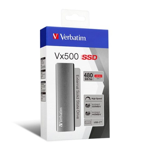 SSD Zewnętrzny Verbatim Vx500, 47454, 2000GB, srebrny, USB 3.0 (3.2 Gen 1)