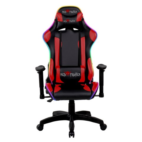 Dla gracza fotel Red Fighter C8, czarna, odczepiany zagłówek, podświetlenie RGB, EOL