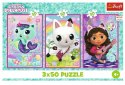 Puzzle 3x50 elementów Gabby i kotki Gabi
