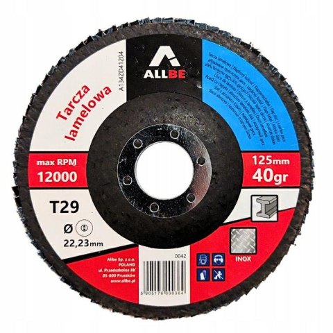 ŚCIERNICA LISTKOWA 125 P 40 INOX METAL CYRKONOWA