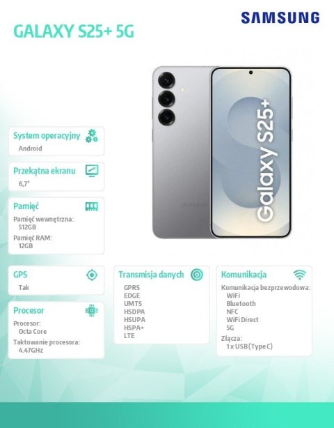 Smartfon Galaxy S25+ 5G 12/512GB DualSIM srebrny