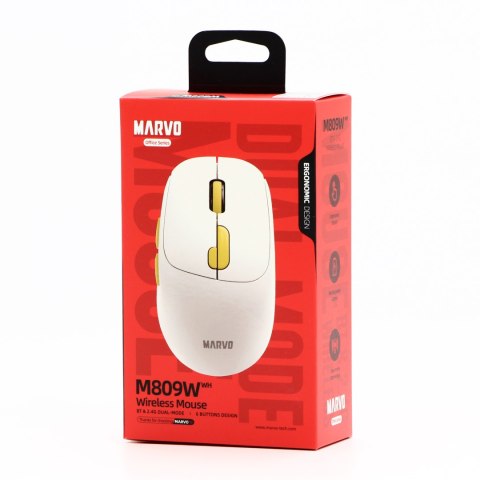 Marvo M809W Mysz bezprzewodowa, biała, 1600DPI