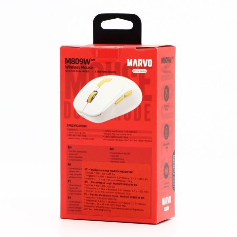 Marvo M809W Mysz bezprzewodowa, biała, 1600DPI