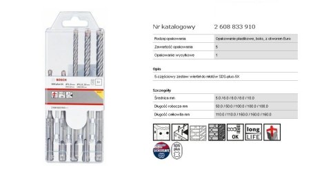 BOSCH WIERTŁO SDS PLUS-5X KPL. 5szt. 5/6/6/8/10x160mm