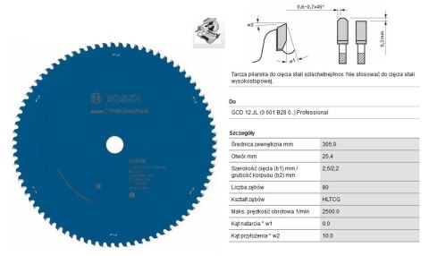 PIŁA TARCZOWA 305x25,4mm 80-ZĘBÓW EXPERT STAINLESS STEEL / STAL NIERDZEWNA INOX