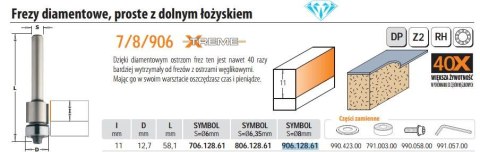 CMT FREZ HM I=11 D=12,7 DOLNE ŁOŻ... DIAMENTOWY.