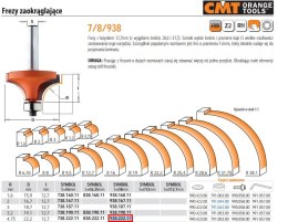 CMT FREZ HM R= 4,75 D=22,2 I=12,7 S=8 ZAOKRĄGLAJĄCY Z ŁOŻYSKIEM.