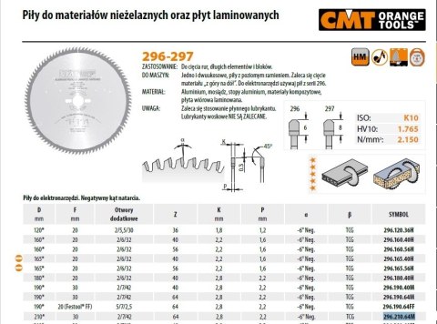 CMT PIŁA HW D=210 F=30 Z=64 K=2,8/2,2
