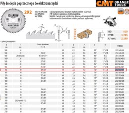 PIŁA DO CIĘCIA POPRZECZNEGO, OBRÓBKA WYKAŃCZAJĄCA HM 165x20x2,6/1,6 Z=40
