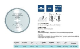 PIŁA HW D=165 F=20 Z=56 K=2,2/1,6 ALUMINIUM, MOSIĄDZ, KOMPOZYT