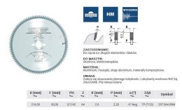 PIŁA HW D=216 F=30 Z=64 K=2,8/2,2 ALUMINIUM, MOSIĄDZ, KOMPOZYT