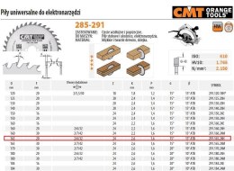 PIŁA UNIWERSALNA, DO CIĘCIA WZDŁUŻNEGO I POPRZECZNEGO HM D=165 F=20 Z=24 K=2,4/1,4