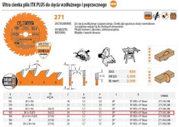 PIŁA UNIWERSALNA ITK D=165 F=20 Z=24N K=1,7/1,0 ULTRACIENKA