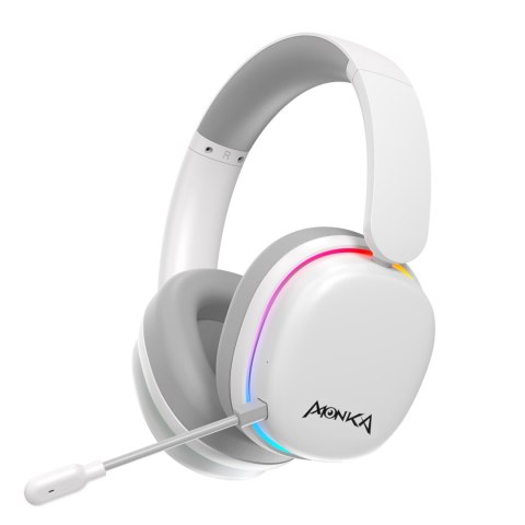 Marvo MONKA ECHO RS słuchawki z mikrofonem, biała, podświetlona, Tri-mode