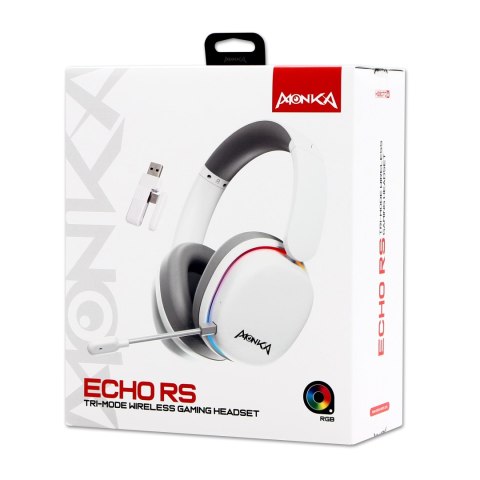 Marvo MONKA ECHO RS słuchawki z mikrofonem, biała, podświetlona, Tri-mode