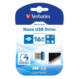 Verbatim USB flash disk, USB 3.0, 16GB, Nano, Store N Stay, niebieski, 98709, USB A