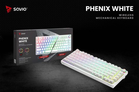 Klawiatura mechaniczna bezprzewodowa PHENIX WHITE Gateron Red Pro, ABS