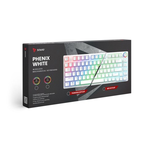 Klawiatura mechaniczna bezprzewodowa PHENIX WHITE Gateron Red Pro, Pudding