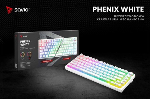 Klawiatura mechaniczna bezprzewodowa PHENIX WHITE Gateron Red Pro, Pudding