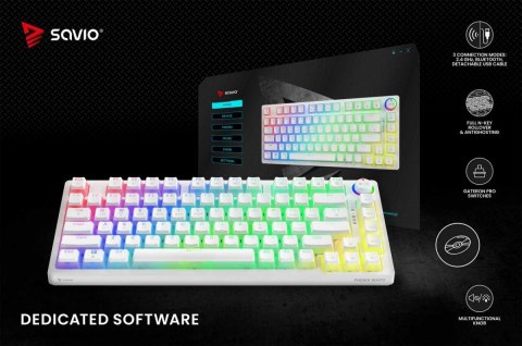 Klawiatura mechaniczna bezprzewodowa PHENIX WHITE Gateron Red Pro, Pudding