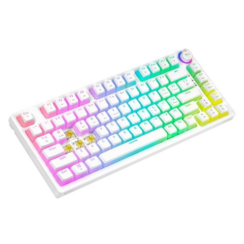 Klawiatura mechaniczna bezprzewodowa SAVIO PHENIX WHITE Gateron Yellow, Pudding