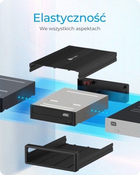 Obudowa IB-525-U3 1x5,25 SATA DVD/Blue-Ray, czarna