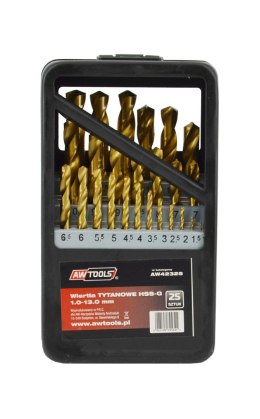 AWTOOLS WIERTŁA DO METALU HSS-G TYTAN KOMPLET 25elem. /1,0-13,0mm/