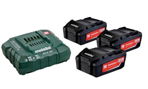 METABO ZESTAW AKUMULATORÓW 3x5.2Ah + ŁADOWARKA ASC 30-36 V