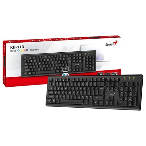 Genius KB-113 COPILOT klawiatura przewodowa (USB) CZ/SK, czarna