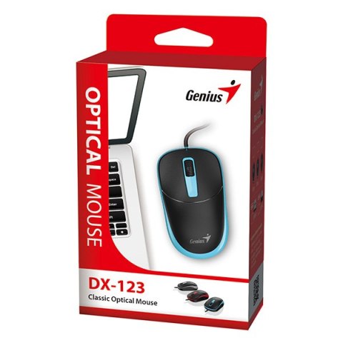 Genius DX-123 Mysz przewodowa, czarno-niebieski, 1200DPI