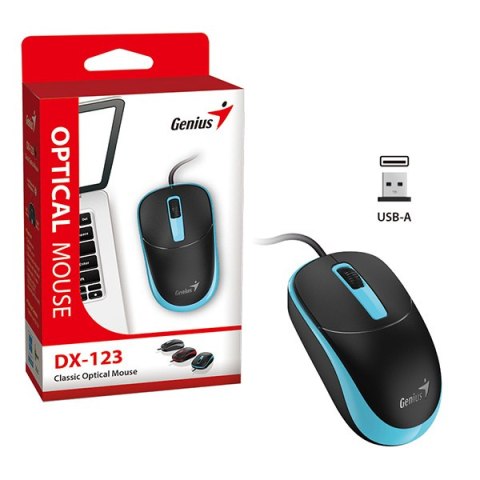 Genius DX-123 Mysz przewodowa, czarno-niebieski, 1200DPI