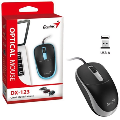 Genius DX-123 Mysz przewodowa, czarno-szara, 1200DPI