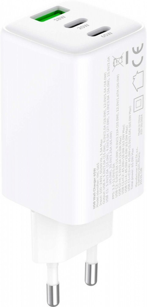 Ładowarka sieciowa 3xUSB 65W 3,24A Power Delivery 3.0 QC4.0